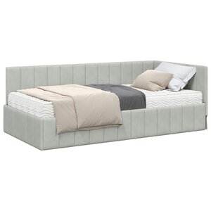 vidaXL Cadre de lit d'angle avec matelas 2 pc Gris clair 100 x 200 cm