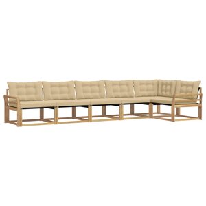 vidaXL Ensemble de canapés d'extérieur 6 pc Blanc et Beige