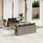 vidaXL Salon de jardin 6 Pièces avec coussins gris résine tressée