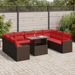 vidaXL Salon de jardin 10 Pièces et coussins marron résine tressée acacia