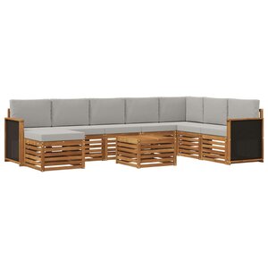 vidaXL Ensemble de canapés d'extérieur 7 pc Naturel et gris clair