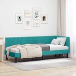 vidaXL Cadre de lit d'angle Turquoise 80 cm x 200 cm tissu