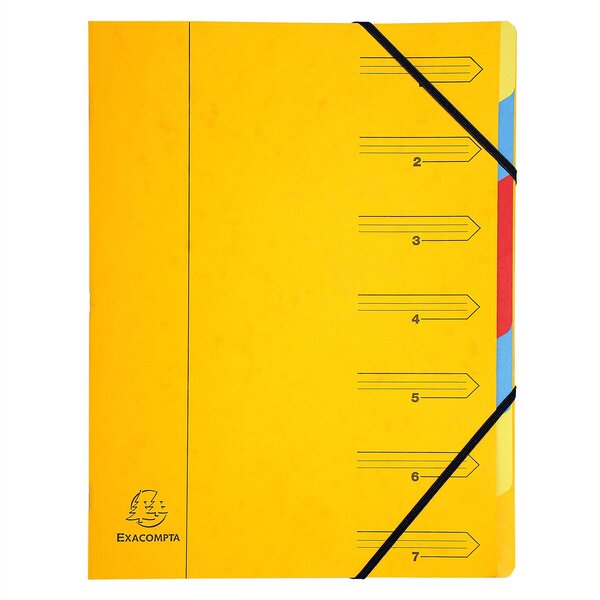 Trieur agrafé avec élastiques 7 compartiments Jaune x 12 EXACOMPTA