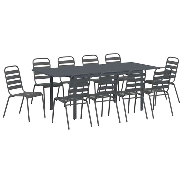 vidaXL Ensemble de salle à manger pour jardin 11 Pièces Anthracite Acier