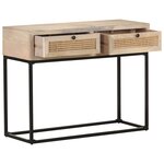 vidaXL Table console 100x35x76 cm Bois de manguier et canne naturelle