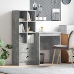 vidaXL Bureau avec rangement gris béton en bois d'ingénierie