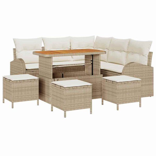 vidaXL Ensemble de canapé de jardin avec coussin 9 Pièces Beige et crème