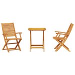 vidaXL Ensemble bistro pliant 3 Pièces Marron Bois d'Acacia Massif