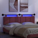 vidaXL Tête de lit suspendue Avec lumière LED Bordeaux Tissu