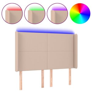 vidaXL Tête de lit à LED Cappuccino 147x16x118/128 cm Similicuir