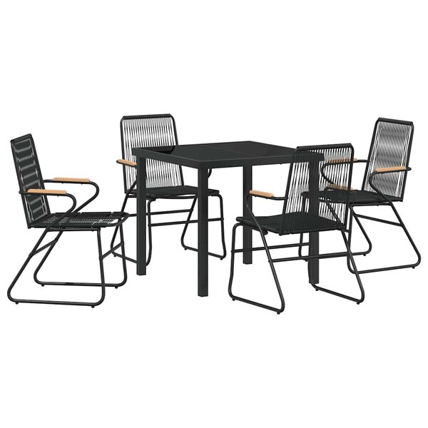 vidaXL Ensemble de salle à manger pour jardin 5 Pièces Noir
