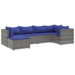 vidaXL Salon de jardin 6 Pièces avec coussins Gris Résine tressée