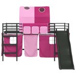 vidaXL Lit mezzanine pour enfants Noir et rose 107 x 200 cm Métал