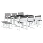 vidaXL Ensemble à manger de jardin avec coussins 11Pièces blanc textilène