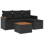 vidaXL Salon de jardin 5 Pièces avec coussins noir résine tressée
