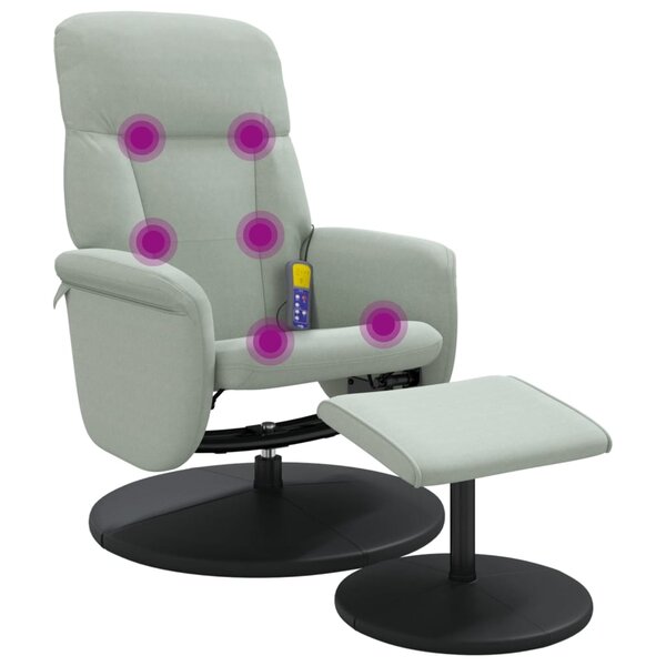 vidaXL Fauteuil inclinable de massage repose-pied gris clair velours