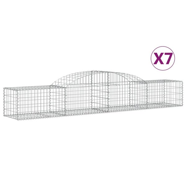 vidaXL Paniers à gabions arqués 7 Pièces 300x50x40/60 cm fer galvanisé