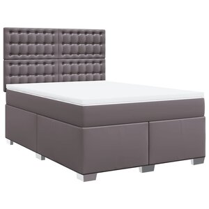 vidaXL Sommier à lattes de lit avec matelas Gris 140x190 cm Similicuir