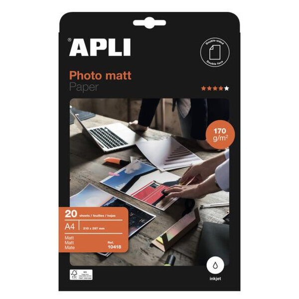 Papier Mat Dble Face 170G.20  Feuilles