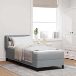 vidaXL Lit boxspring avec matelas Gris clair 80 x 200 cm tissu