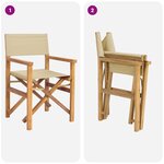 vidaXL Chaise de directeur Marron et beige Bois de teck massif