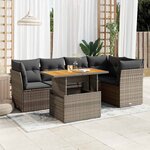vidaXL Salon de jardin 6 Pièces avec coussins gris résine tressée