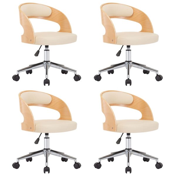 vidaXL Chaises pivotantes à manger lot de 4 bois courbé et similicuir