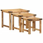 vidaXL Tables d'appoint gigognes 3 Pièces bois de manguier massif brut
