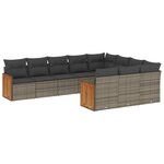 vidaXL Salon de jardin avec coussins 10 Pièces gris résine tressée