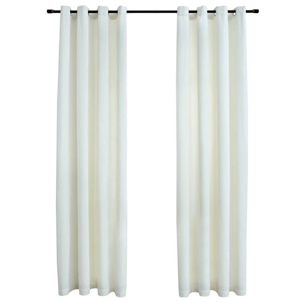 vidaXL Rideaux occultants avec anneaux 2 Pièces Velours Crème 140x225 cm
