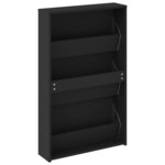 vidaXL Meuble à chaussures avec miroir 3 niveaux Noir 63 x 17 x 102 5 cm