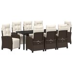 vidaXL Set de salle à manger de jardin 9 pièces en poly rattan marron