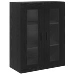 vidaXL Haut Armoire 2 Pièces Chêne noir Bois Aggloméré et Verre