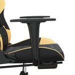vidaXL Chaise de jeu de massage avec repose-pied Noir&Doré Similicuir