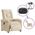 vidaXL Fauteuil inclinable de massage électrique crème tissu