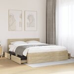 vidaXL Cadre de lit tête de lit sans matelas chêne sonoma 150x200 cm