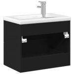 vidaXL Armoire lavabo de salle de bain avec bassin intégré noir