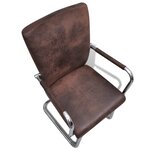 vidaXL Chaises à manger cantilever lot de 2 marron tissu cuir