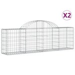 vidaXL Paniers à gabions arqués 2 Pièces 200x30x60/80 cm Fer galvanisé