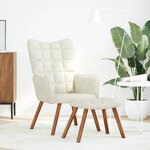 vidaXL Chaise de relaxation avec tabouret crème velours