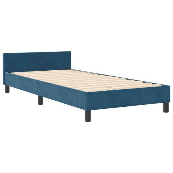 Cadre de lit vidaXL Bleu Foncé 90x190 cm Velours