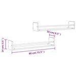 vidaXL Étagères murales avec barres 2 Pièces sonoma gris 80x16x14 cm