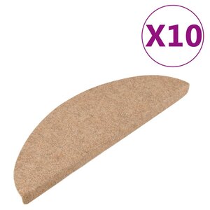 vidaXL Tapis d'escalier auto-adhésifs 10 Pièces beige 65x22 5x3 5 cm