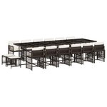 vidaXL Ensemble à manger de jardin et coussins 17 Pièces marron rotin