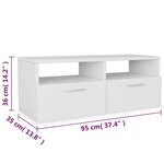 vidaXL Meubles TV 2 Pièces Bois d’ingénierie 95x35x36 cm Blanc
