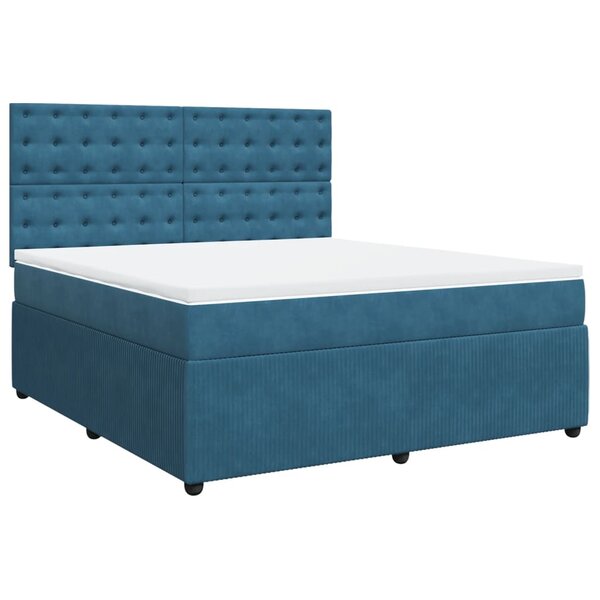 vidaXL Sommier à lattes de lit et matelas Bleu foncé 180x200cm Velours