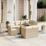 vidaXL Salon de jardin avec coussins 9 Pièces beige résine tressée