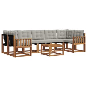 vidaXL Ensemble de canapés d'extérieur 8 pc Gris Naturel et Clair