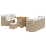 Ensemble de Canapé de Jardin 8 Pièces avec Coussins Beige Rotin Acacia