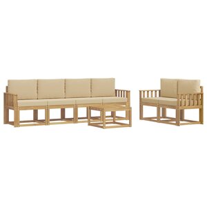 vidaXL Ensemble de canapés d'extérieur 7 Pièces Blanc et Beige